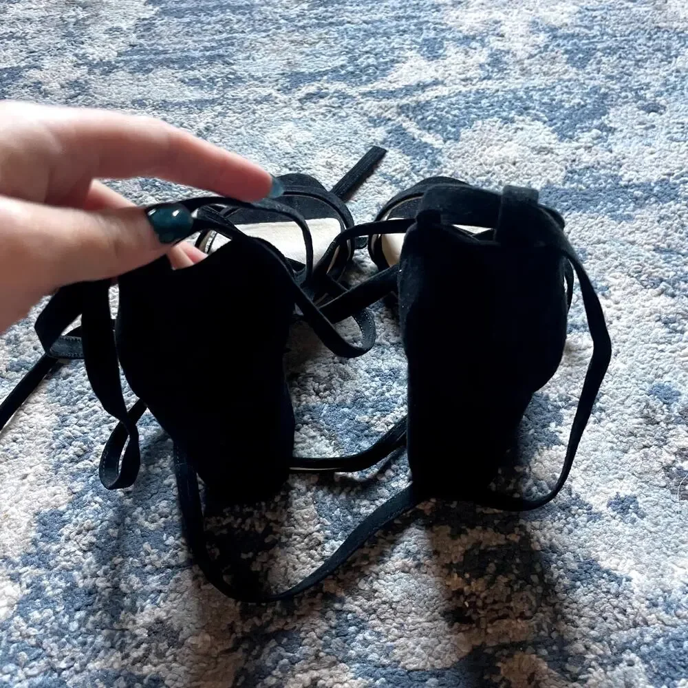 RAYE Lulu Black Suede Lace-Up Heels‎ - Size 7.5